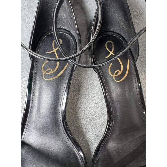 Sam Edelman Women’s 7.5 Black Patent Strappy Ankle Strap Heels Square Toe - Picture 5 of 11